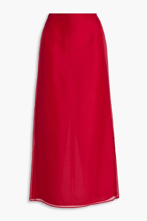 Jing silk-organza midi skirt - Red - UK 12