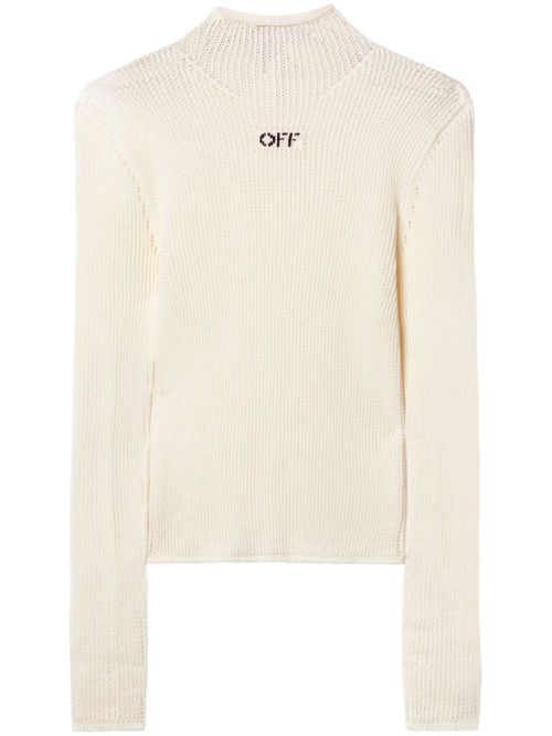 Intarsia-knit logo top - Neutrals