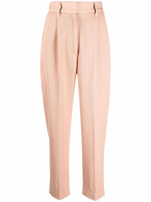 Ribebd elasticated-waist tailored trousers - Neutrals