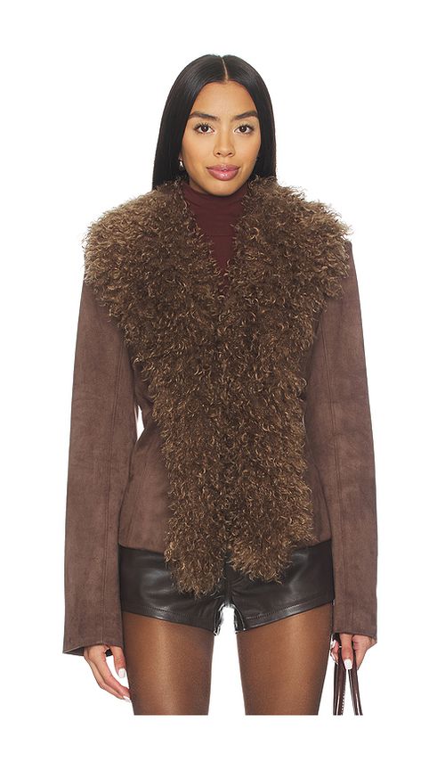 Lovers and Friends Alena Faux Suede Coat in Brown. - XXS also in L, M, S