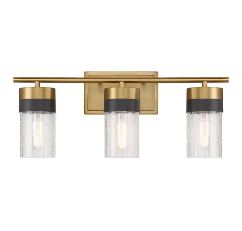 Modern Bathroom Vanity Light in Warm Brass and Black