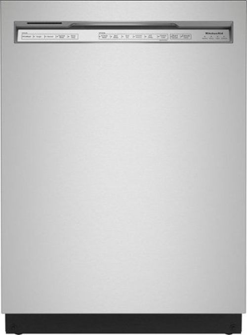 KitchenAid "24"" Front Control Built-In Dishwasher with Stainless Steel Tub, PrintShield Finish, 3rd Rack, 39 dBA - Stainless Steel"