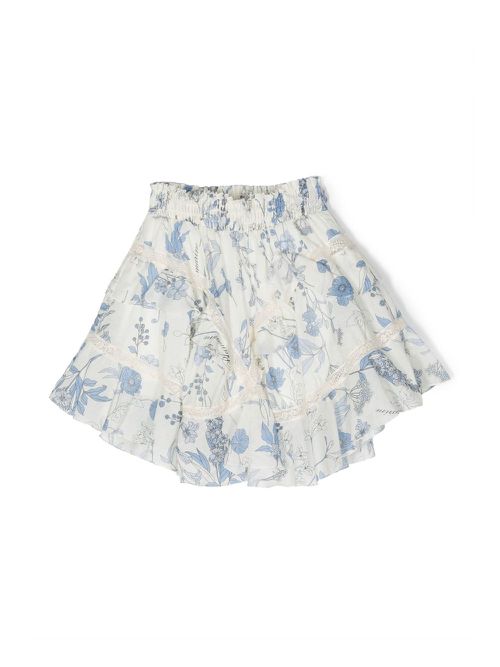 Floral-print ruffled skirt - White