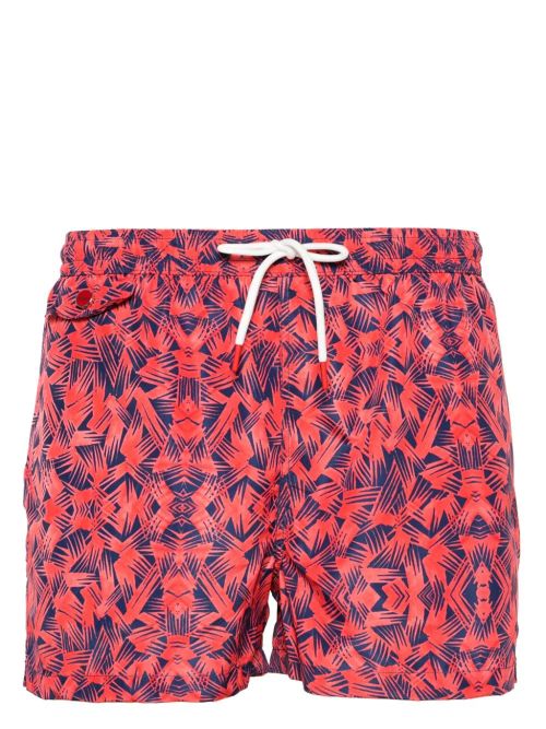 Graphic-Print Swim Shorts — Red