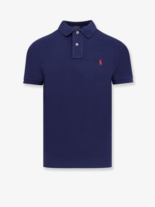 Embroidered Cotton Polo Shirt — Navy