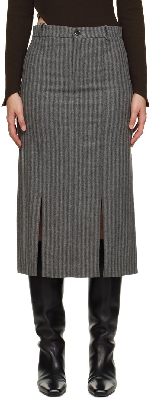 Gray Turbulence Midi Skirt