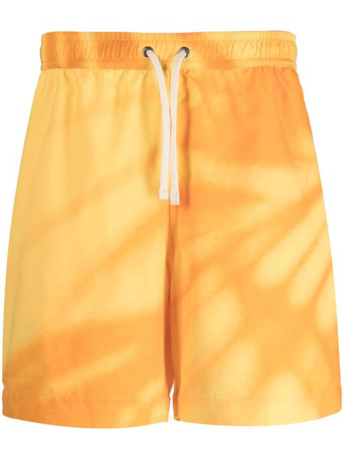 Gold Shadow abstract-print swim shorts - Orange