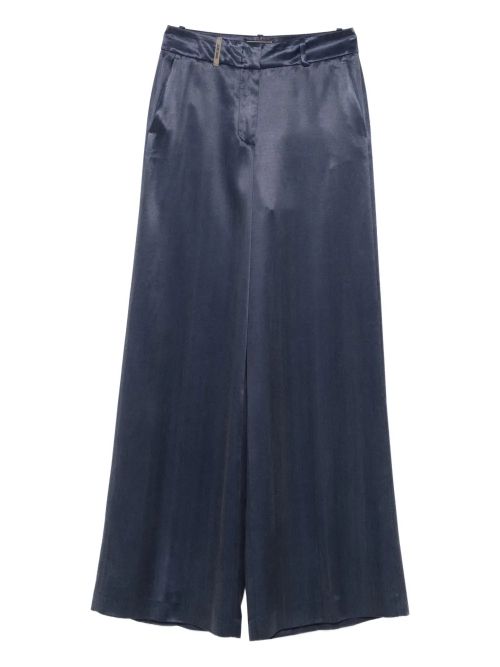 Satin Trousers — Dark Blue