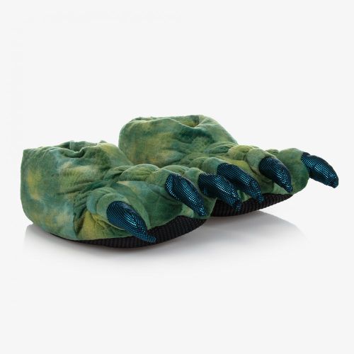 Boys Green Dragon Feet Slippers