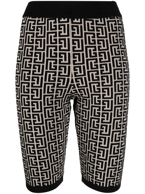 Monogram-print knitted shorts - Neutrals