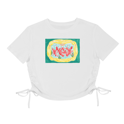 Draped Series Ii, Lobsters Crops & Vest in White - Extra Sma