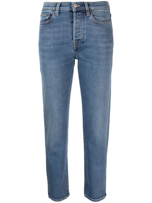 Classic high-waisted cropped jeans - Blue