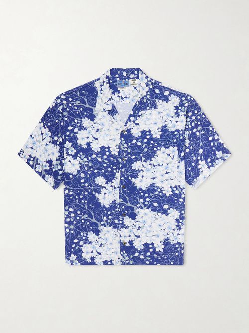 Sakura Kaza Convertible-Collar Woven Shirt