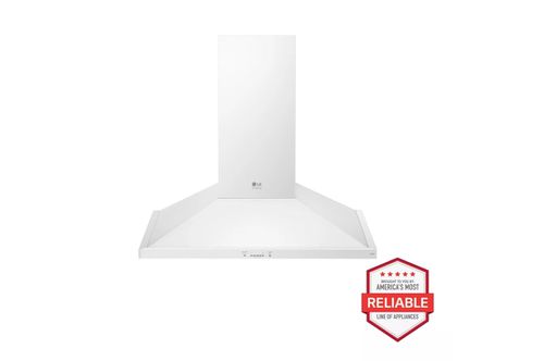 " STUDIO Wall Mount Range Chimney Hood - Essence White, LED Lighting
