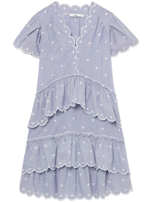 Striped scallop-trim minidress - Blue