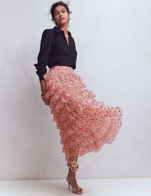 Women's Tulle Tiered Skirt in Pink | Size 2