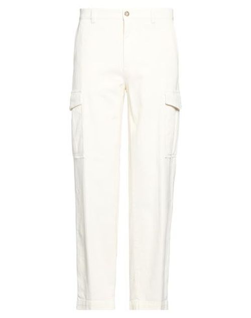 Man Pants Off white Size 32 Cotton, Elastane