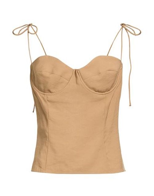 Woman Top Khaki Size 10 Viscose, Polyester
