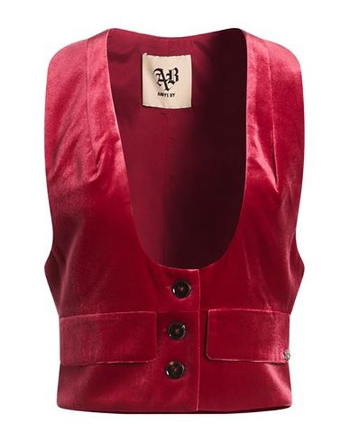 Woman Tailored Vest Brick Size M Polyester, Elastane