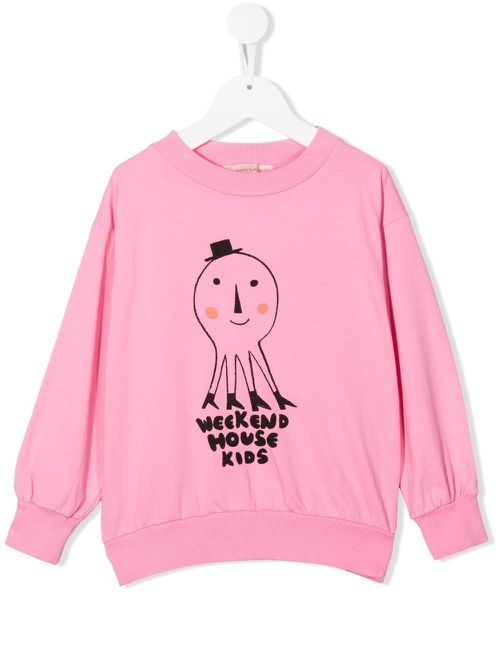 Weekend House Kids. logo-print long-sleeve sweatshirt - Pink