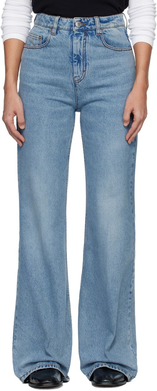 Blue Cotton Flare Fit Jeans