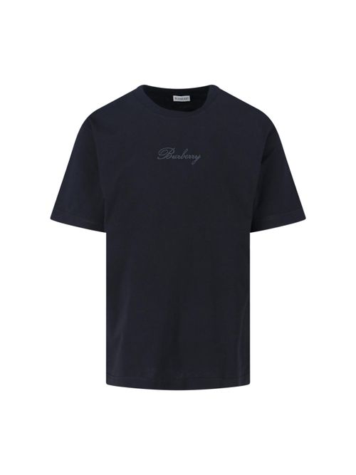 Men's Rib-Knit Neckline T-Shirt with Embroidered Lettering - Size M
