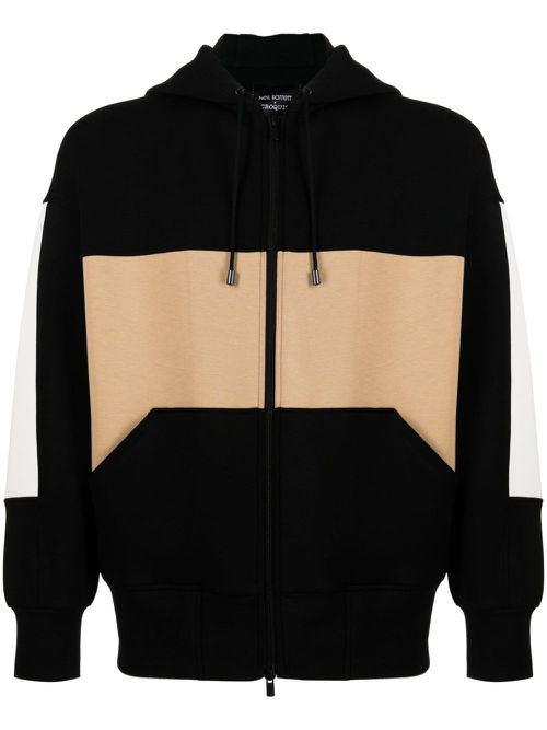 X Neil Barrett colour-block zip-up hoodie - Black