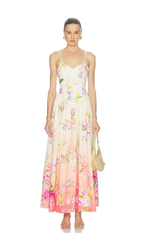 HEMANT AND NANDITA Corseted Maxi Dress in Lemon. S. Also in XS, M, L