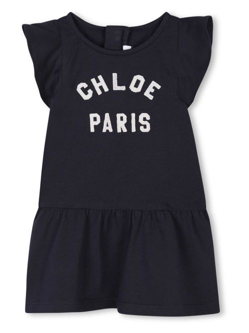 Logo embroidered dress - Blue