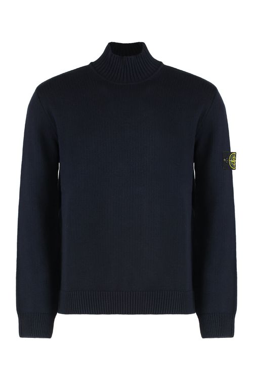 Ribbed Cotton Turtleneck — Navy