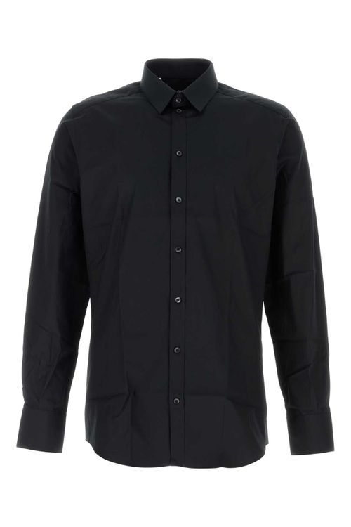 Button-Front Cotton Shirt — Black