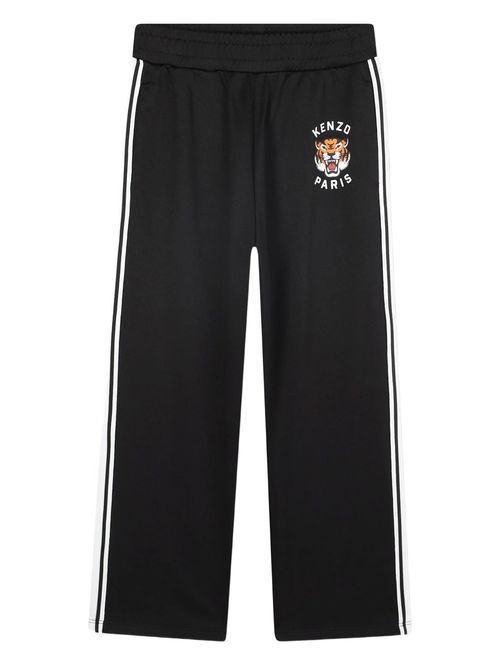 Sophisticated Waistband Logo Embroidered Mini Striped Pants