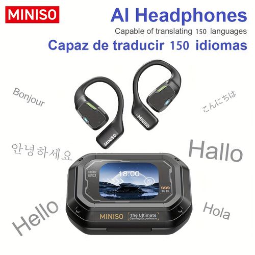 TEMU Miniso M98 Translation Wireless Earbuds Open Ear Wireless 5.4 Earphones Support 150 Languages Real Time Translation Headphones Touch Screen