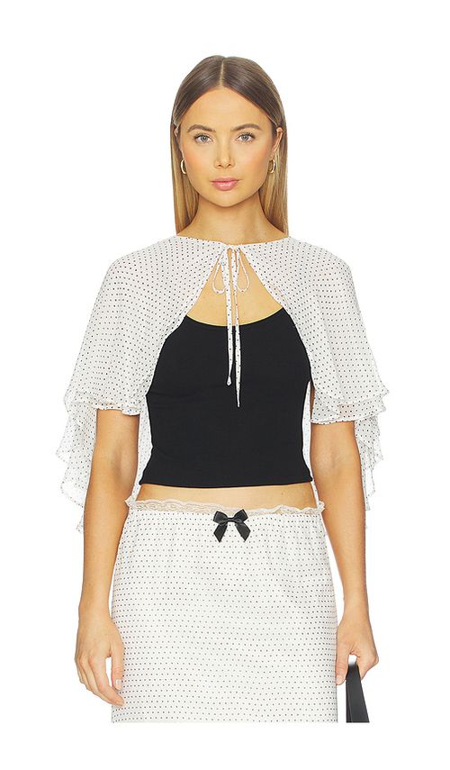 Tanner Fletcher Myrtle Layered Cape in Ivory Polkadot. a