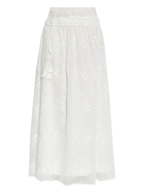 Embroidered midi skirt - White