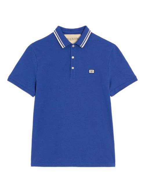 Cotton Piqué Polo Shirt With Vlogo Patch
