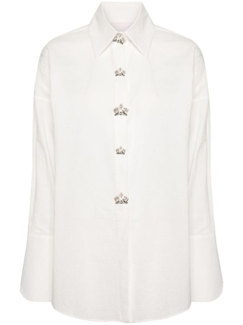 Appliqué-detail muslin shirt - Neutrals