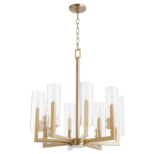 Aged Brass Eight Light Chandelier from the Harbin Collection