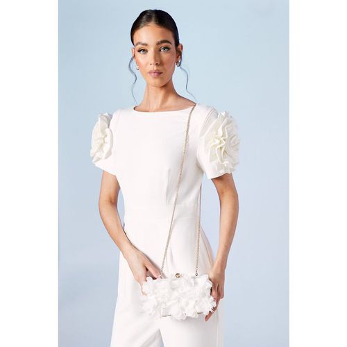 Oasis Womens Bridal Petal Detail Clutch Bags - White - One Size