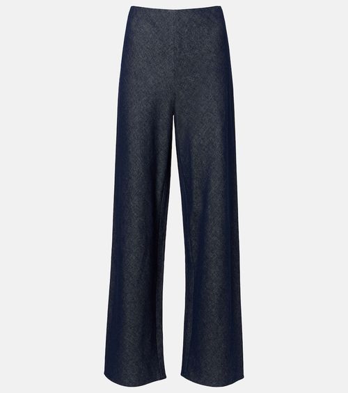 Colette cotton and linen chambray wide-leg pants
