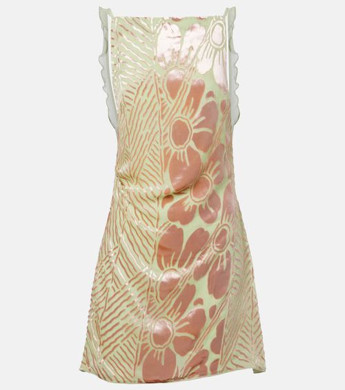 Ventura floral velvet and mesh minidress