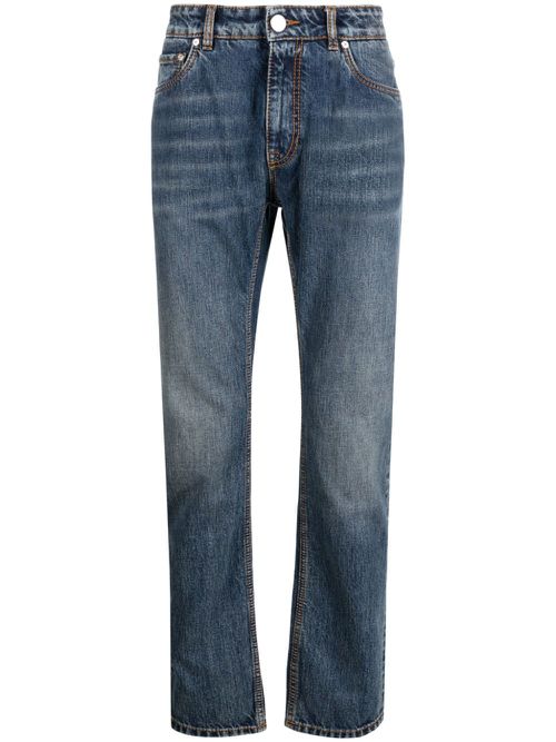 Pegaso-motif slim-cut jeans - Blue