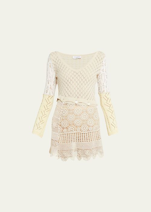 Crochet Scallop-Hem Mini Dress