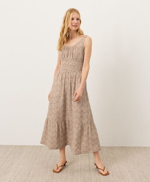 Women's Block Print Driftwood Brown Coastal Double Gauze Cami Dre