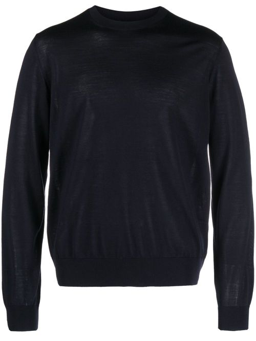Fine-knit virgin wool jumper - Blue