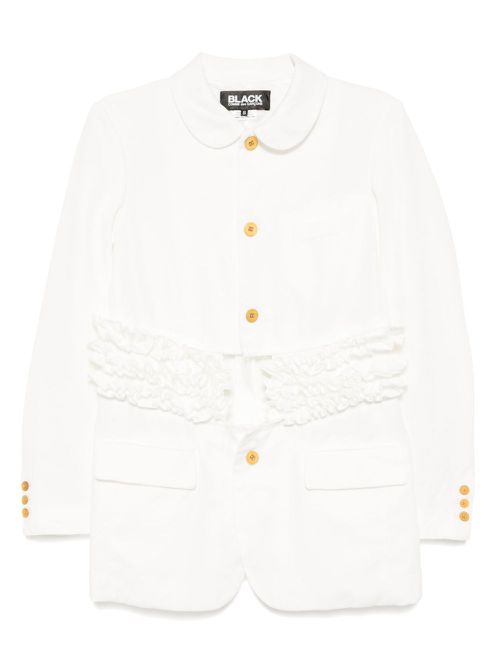 Black Comme Des Garçons ruffle-trim jacket - White