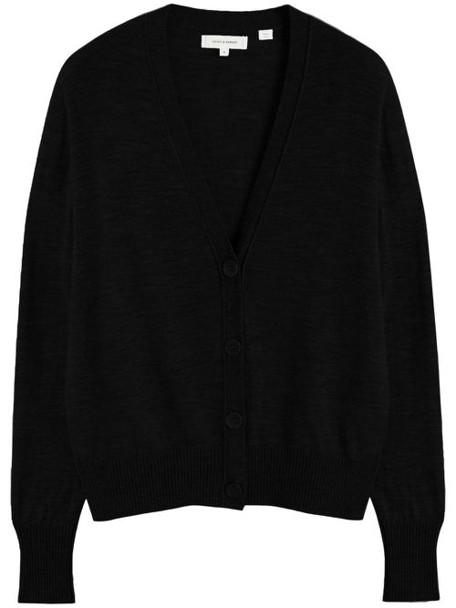 Fine-knit merino cardigan - Black