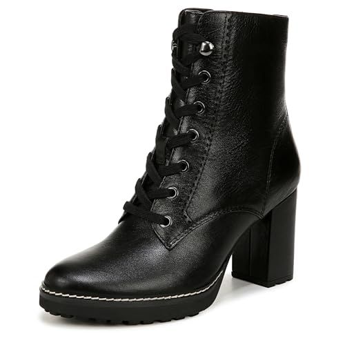 Naturalizer Womens Callie Lace Up Heeled Bootie Black Leather