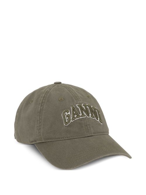 GANNI logo-embroidered cap - Green