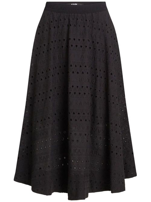 Broderie-anglaise flared skirt - Black